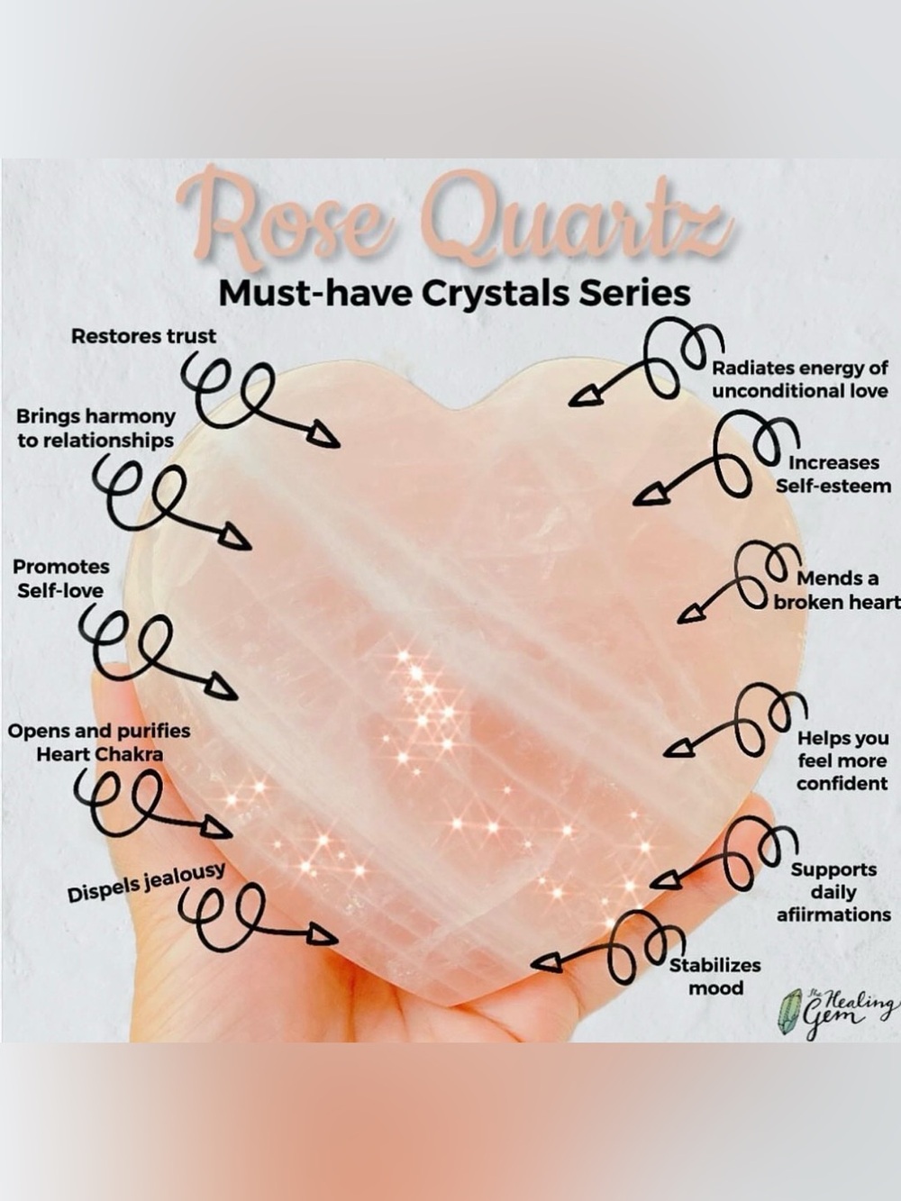Rose Quartz Heart Crystal - Picture 9 of 9